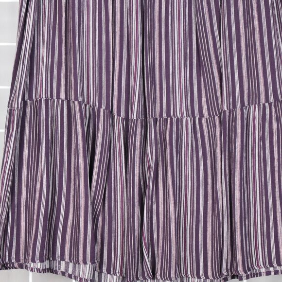 Coldwater Creek Midi Skirt Women Large Purple Tiered Pull On Drawstring Waist - Picture 2 of 5